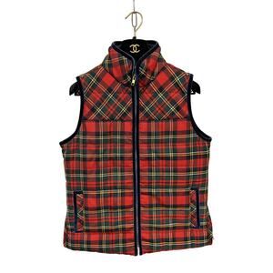 J Crew Vest Womens Small Red Plaid Wool Blend Puffer Quilted Zip Up Sleeveless
